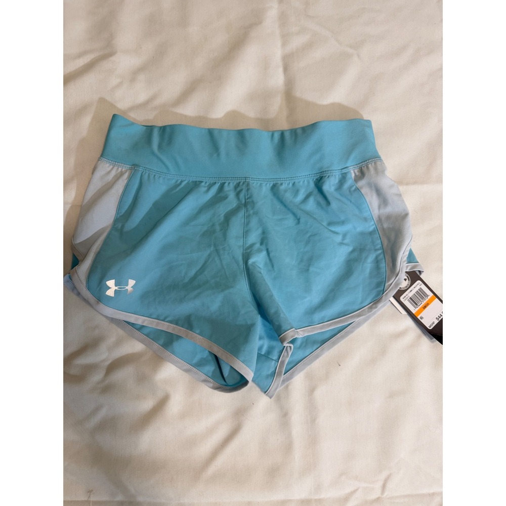 Under Armour HeatGear Speedpocket Running Shorts Blue Gray 1323872 Womens Small